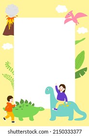 Flat vector illustration of children and dinosaurs.