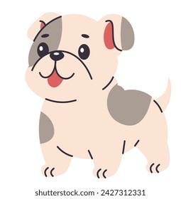 Flat vector illustration in children's style. Cute bulldog on white background 