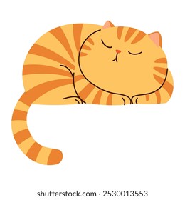 Ilustración vectorial plana en estilo infantil. Gato lindo durmiendo 