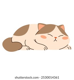 Flat vector illustration in children's style. Cute cat sleeping 