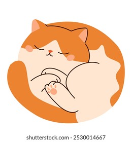 Flat vector illustration in children's style. Cute cat sleeping 