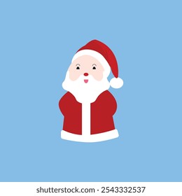 Ilustración vectorial plana en estilo infantil. Lindo Papá Noel sosteniendo un saco con regalos. Ilustración de Festiva sobre fondo blanco
