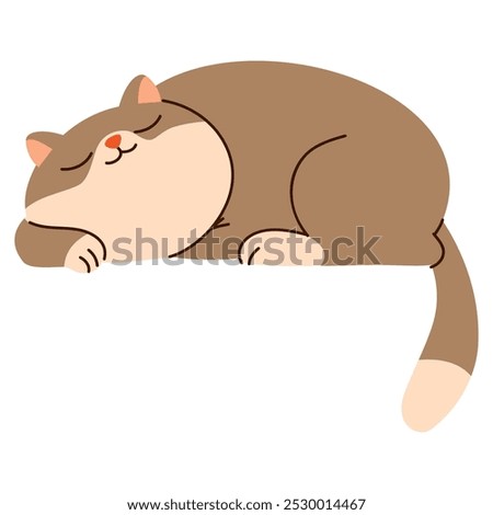 Flat vector illustration in children's style. Cute cat sleeping 