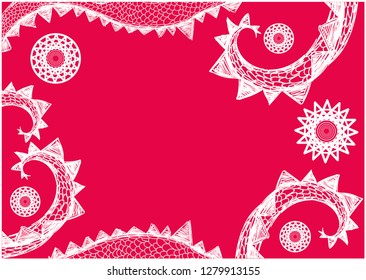 Flat vector illustration of chinese dragons on red background for chinese new year cards, greetings, prints, banners, flyers, posters, events, party invitations, seasonal design and decoration, web.