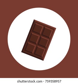 Flat vector illustration with chocolate plate. Icon on brown background.