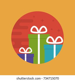 Flat Vector Illustration of a Christmas Gifts