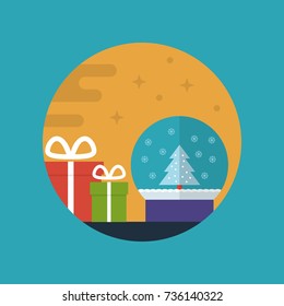 Flat Vector Illustration of Christmas Toys and Gifts