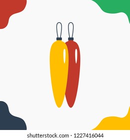 Flat Vector Illustration of Christmas Tree Toy Isolated on Abstract Background. Merry Christmas and New Year Greeting Card. Winter Holiday Icons