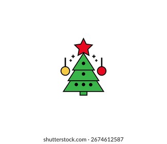 Flat vector illustration of Christmas tree for logo	