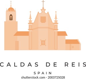 Flat Vector Illustration of the church in Caldas de Reis, Spain