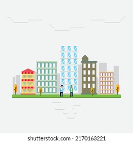 flat vector illustration of a city with skyscrapers