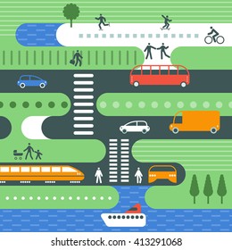 Flat vector illustration city traffic.