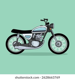 Ilustración vectorial plana de la vista lateral clásica de la motocicleta Antiguas