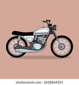 Ilustração de vetor plano da visão lateral clássica da motocicleta vintage