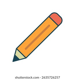Flat Vector Illustration of a Classic Wooden Pencil Representing the Edit or Write Function in Digital Interfaces