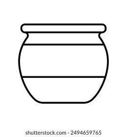 Flache Vektorillustration des Tontopf-Icons isoliert auf weißem, umrissenem Küchengeschirr
