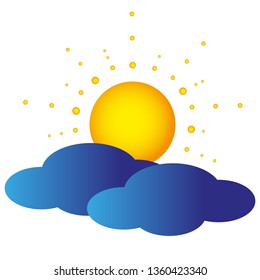 Flat vector illustration of Clouds and orange sun (vector icon)