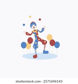 Flat Vector Illustration Of Clown