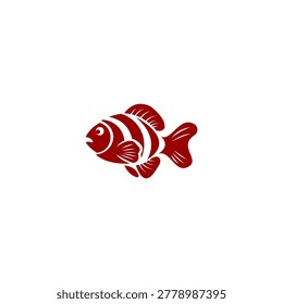 A flat vector illustration of a clownfish (anemonefish) shown in profile.