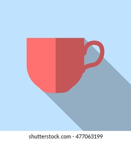 Flat vector illustration with coffee cup icon in flat design style