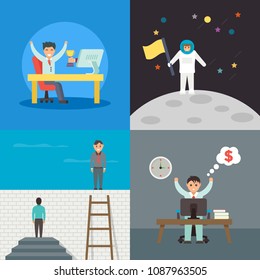 Flat Vector Illustration Collection Of Success 
