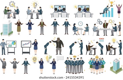 Flat vector illustration collection useful for business scenes
