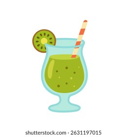 Una Ilustración vectorial plana de colorido cóctel de kiwi de verano.