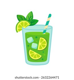 Uma ilustração vetorial plana de coquetel colorido de mojito de verão.