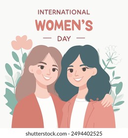 flat vector illustration commemorating world women's day. celebration of gender equality and ethnic character