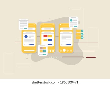 Flat vector illustration communication with production agency