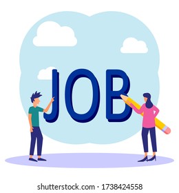 
Flat vector illustration, company opening vacancies, job search, recruitment, work groups, freelance, web graphic design.