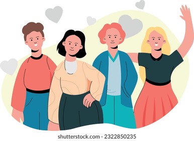 Ilustración vectorial plana. El equipo de la compañía juntos. Trabajadores, grupo de personas, comunidad. Dibujo de caricaturas. Blanco aislado
