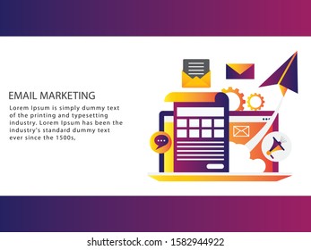 Flat vector illustration concept of e-mail marketing on white background