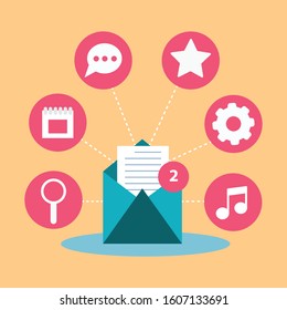 Flat vector illustration concept of e-mail marketing