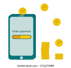 Flat vector illustration: concept of online order payment.
