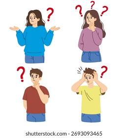 Ilustração de vetor plano de uma pessoa confusa
