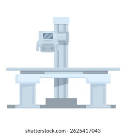 Flache Vektorgrafik einer zeitgenössischen, digitalen Röntgenmaschine im klinischen Umfeld
