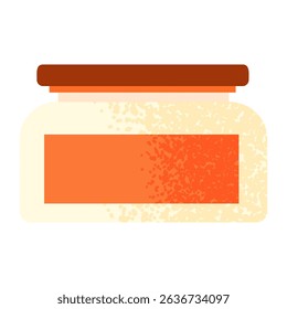 Flat vector illustration of a cosmetic cream jar with an orange lid and label. Suitable for moisturizer, eye cream, or balm packaging in beauty and skincare themes.