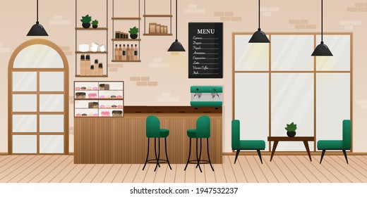 Flat vector illustration. Cozy room interior. Interior design. Cartoon people vector illustration.
