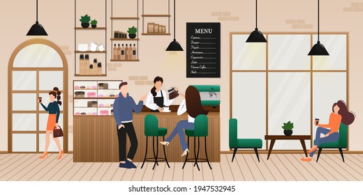 Flache Vektorgrafik. Gemütliches Interieur. Innenausstattung. Cartoon Menschen Vektorgrafik.