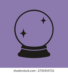 Flat vector illustration of crystal ball silhouette