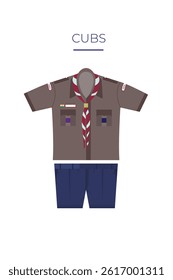 Flat Vector Illustration of Cub Scout Uniform on White Background
