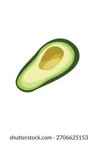 flat vector illustration of cut avocado minimal food design