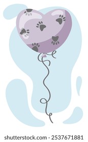 Flat vector illustration of a cute balloon. Simple birthday gift tag illustration. Dog party event element