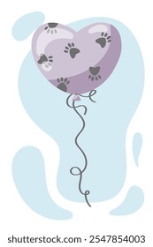 Flat vector illustration of a cute balloon. Simple birthday gift tag illustration. Dog party event element