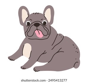 Ilustración vectorial plana de un bulldog lindo. Esta raza robusta con la cara arrugada y el hocico corto.