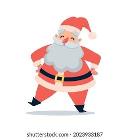 Flat vector illustration of cute cartoon christmas Santa Claus isolated on white background
