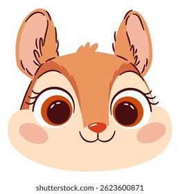 Flat vector illustration in cute cartoon children style. Squirrel's muzzle on white background 