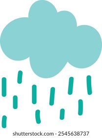 Flat Vector Illustration of a Cute Cloud with Rain