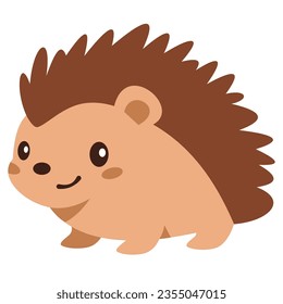 Flat vector illustration. Cute forest hedgehog. Child illustration on white background 